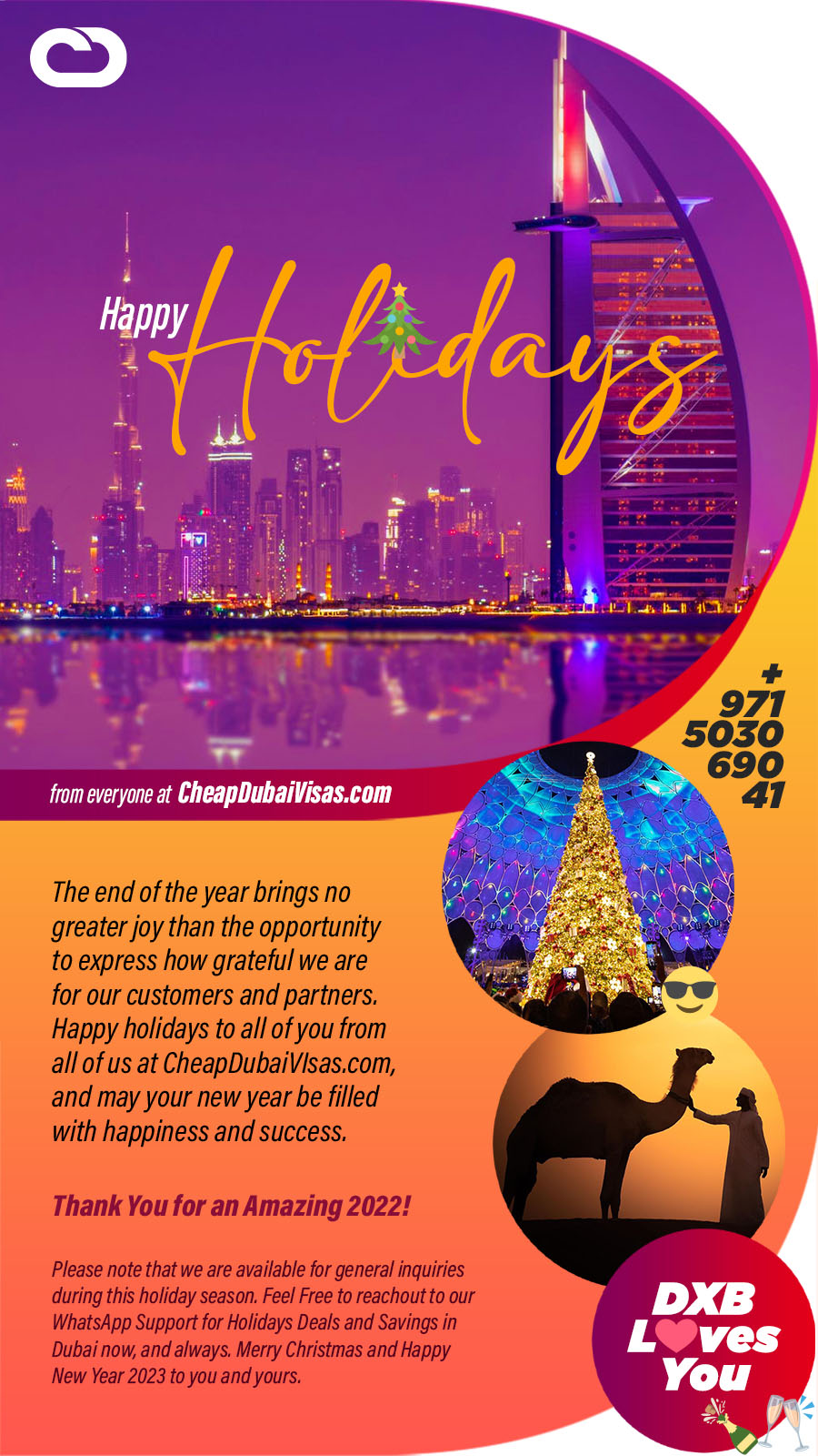 Happy Holidays from everyone at Cheap Dubai Visas Travel Agency